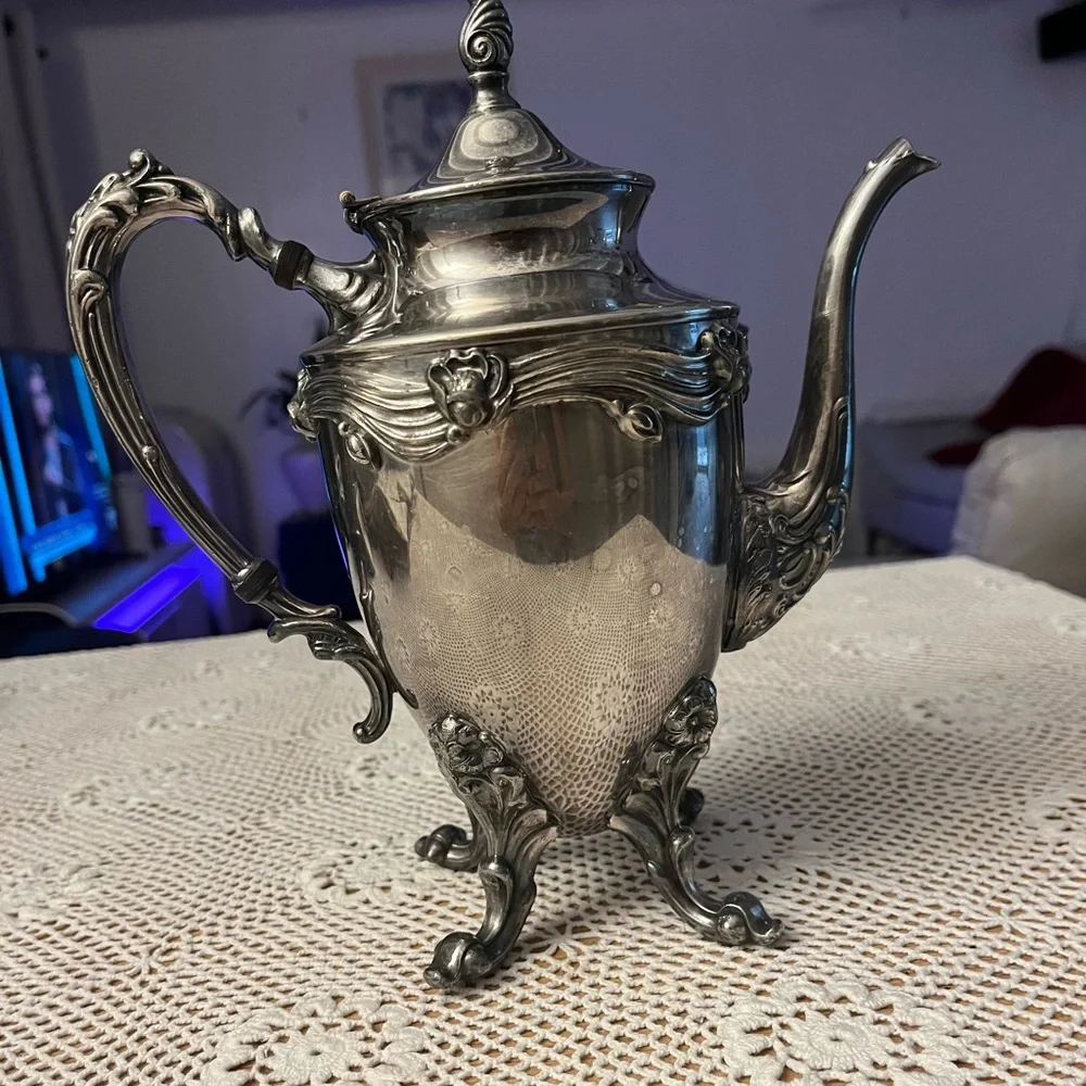 Vintage Victorian Silver on copper teapot